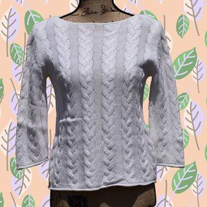 Vintage White Cable Knit Sweater